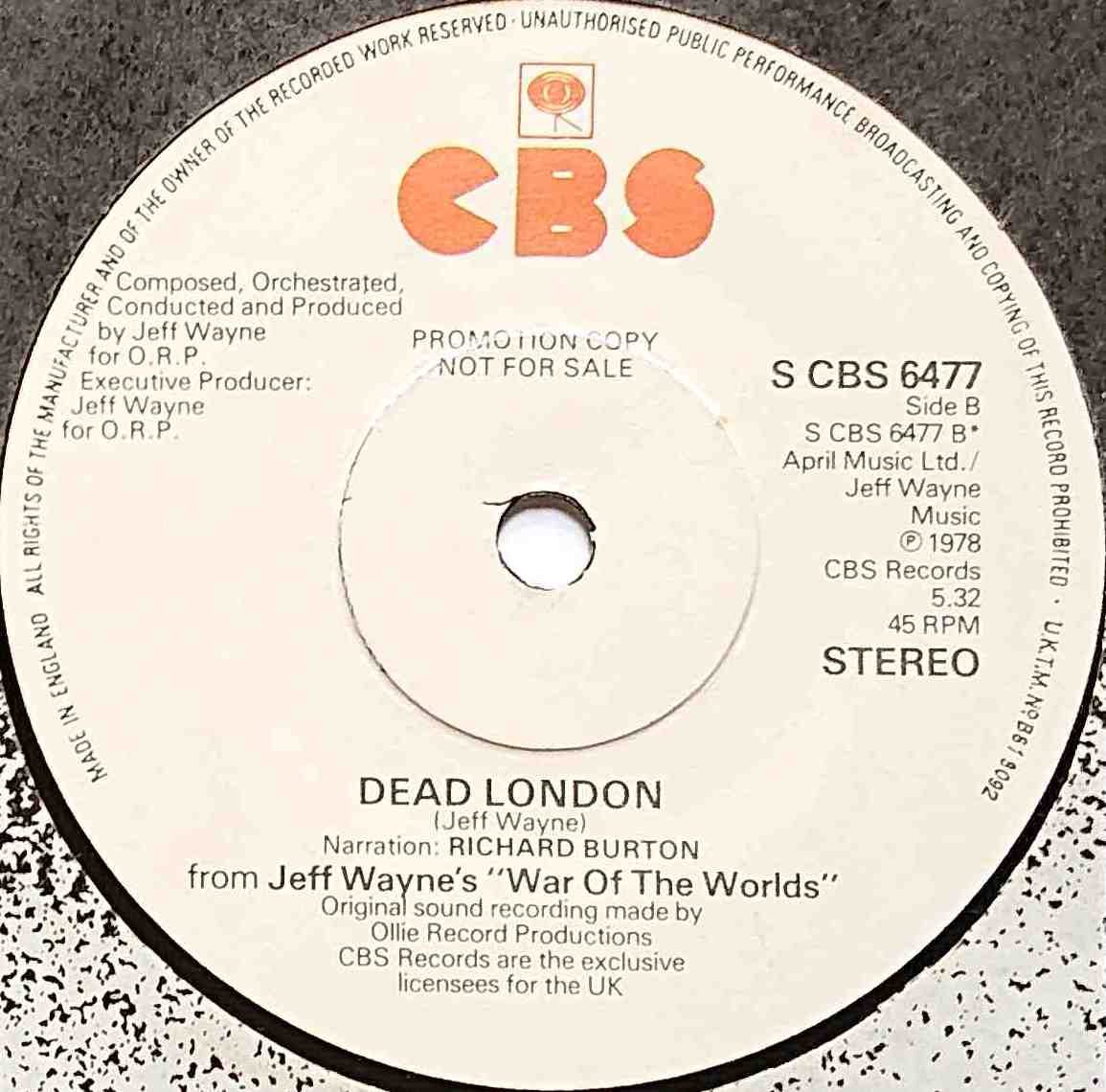S CBS 6477 Thunderchild Jeff Wayne / G. Osborne from ITV, Channel 4 and Channel 5 library Label